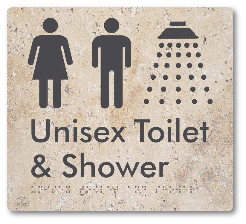Unisex Toilet & Shower - Braille Tactile Signs Aust.