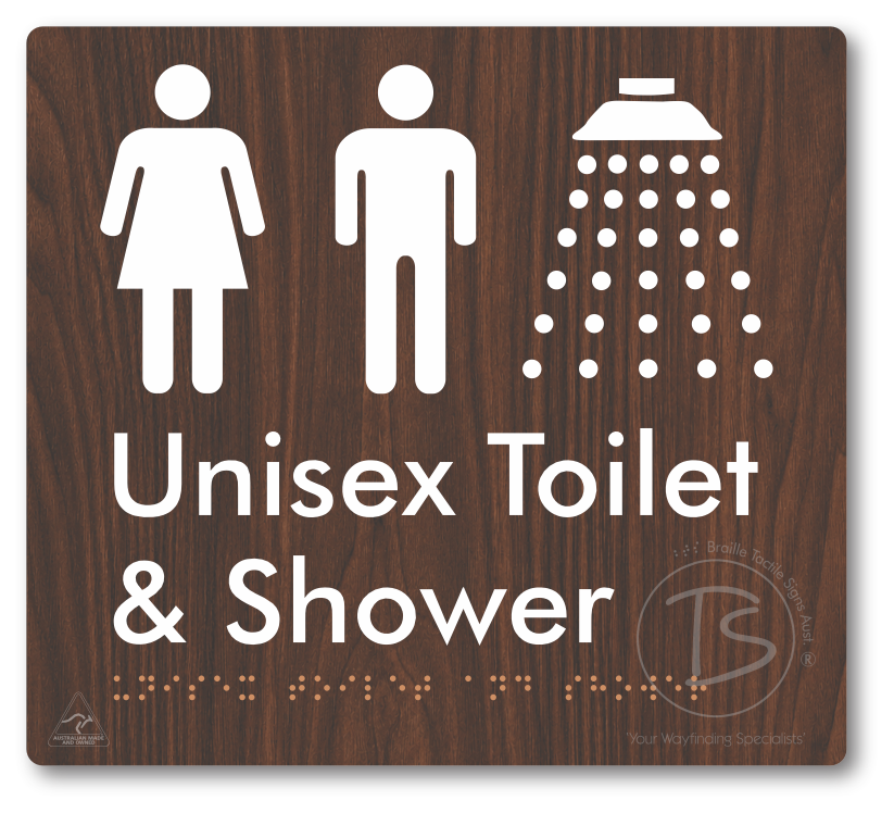Unisex Toilet & Shower - Braille Tactile Signs Aust.