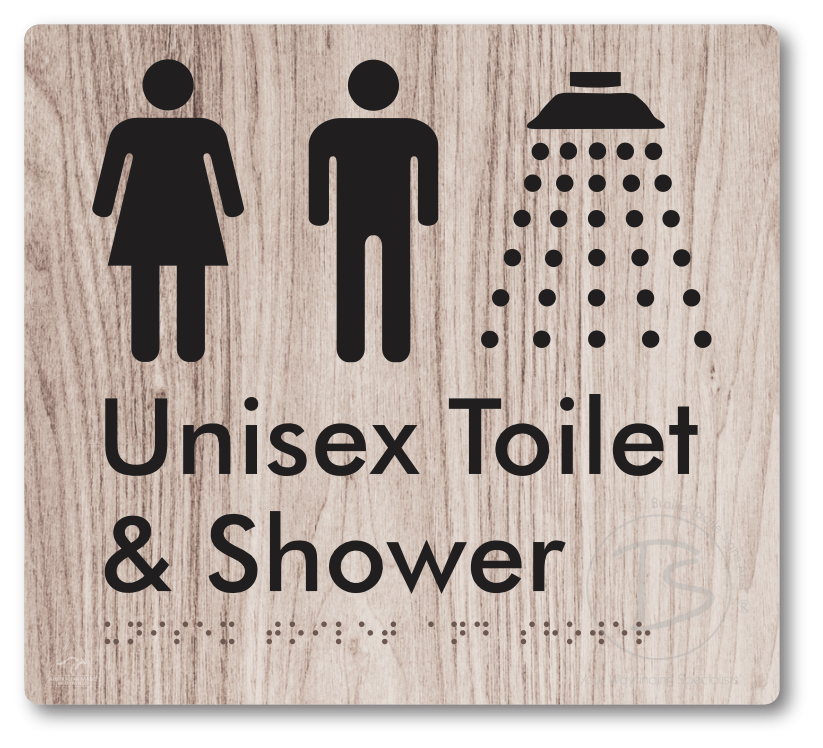 Unisex Toilet & Shower - Braille Tactile Signs Aust.
