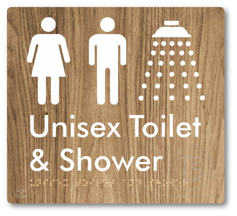 Unisex Toilet & Shower - Braille Tactile Signs Aust.