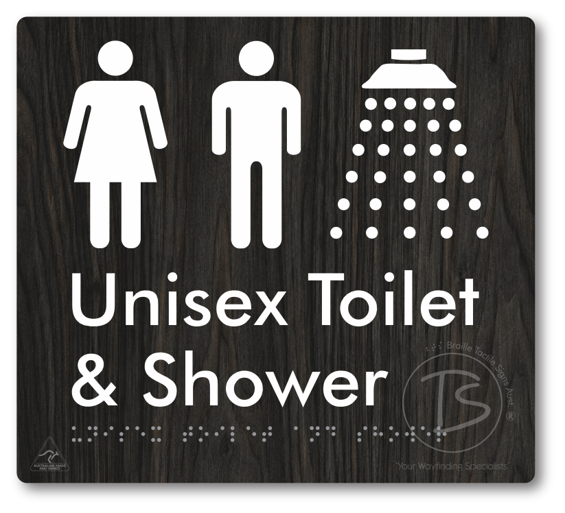 Unisex Toilet & Shower - Braille Tactile Signs Aust.