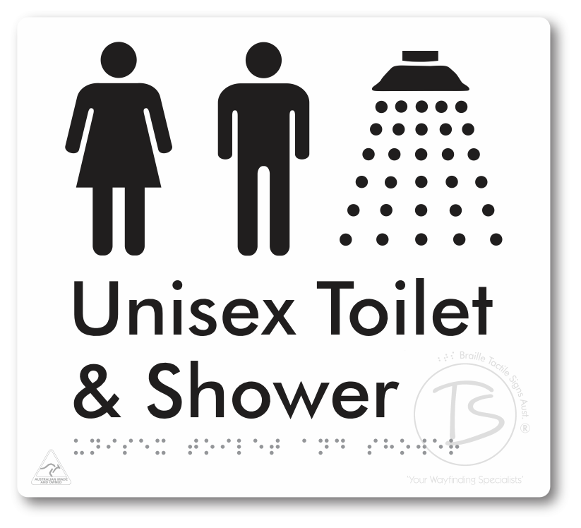Unisex Toilet & Shower - Braille Tactile Signs Aust.
