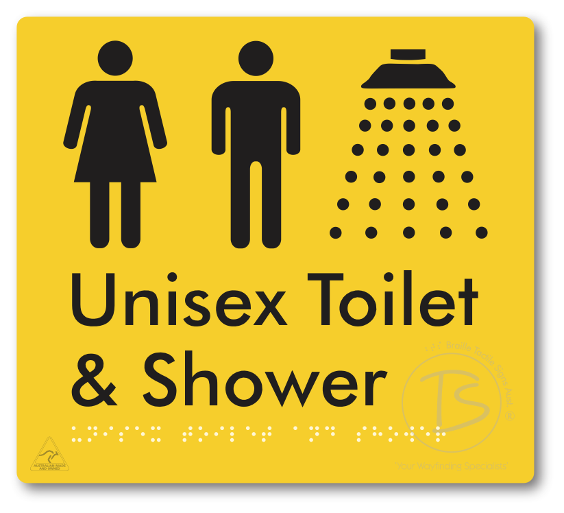 Unisex Toilet & Shower - Braille Tactile Signs Aust.