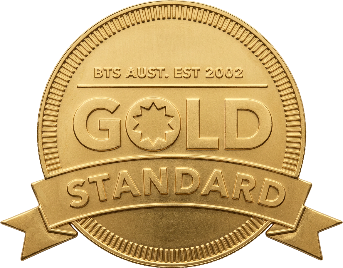 Gold medal graphic with 'Gold Standard' text.