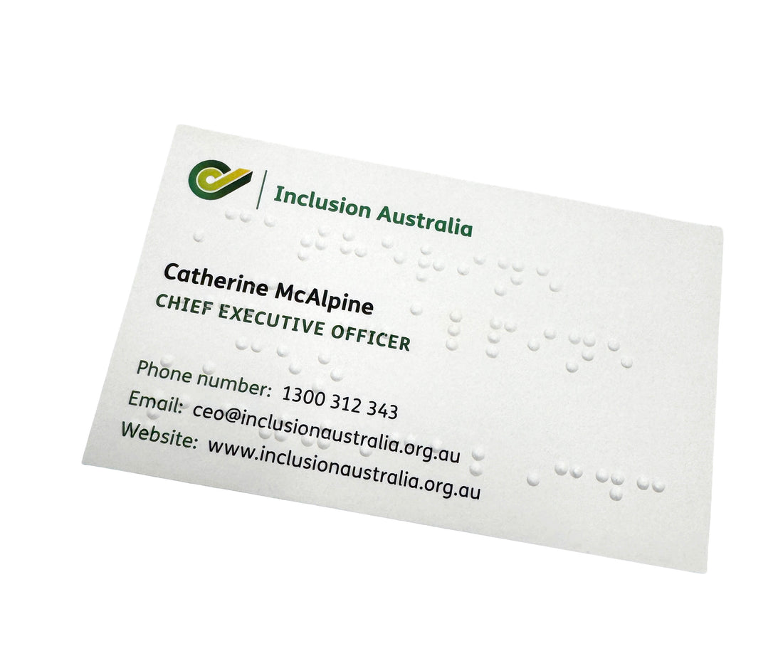 Example of a braille business card.