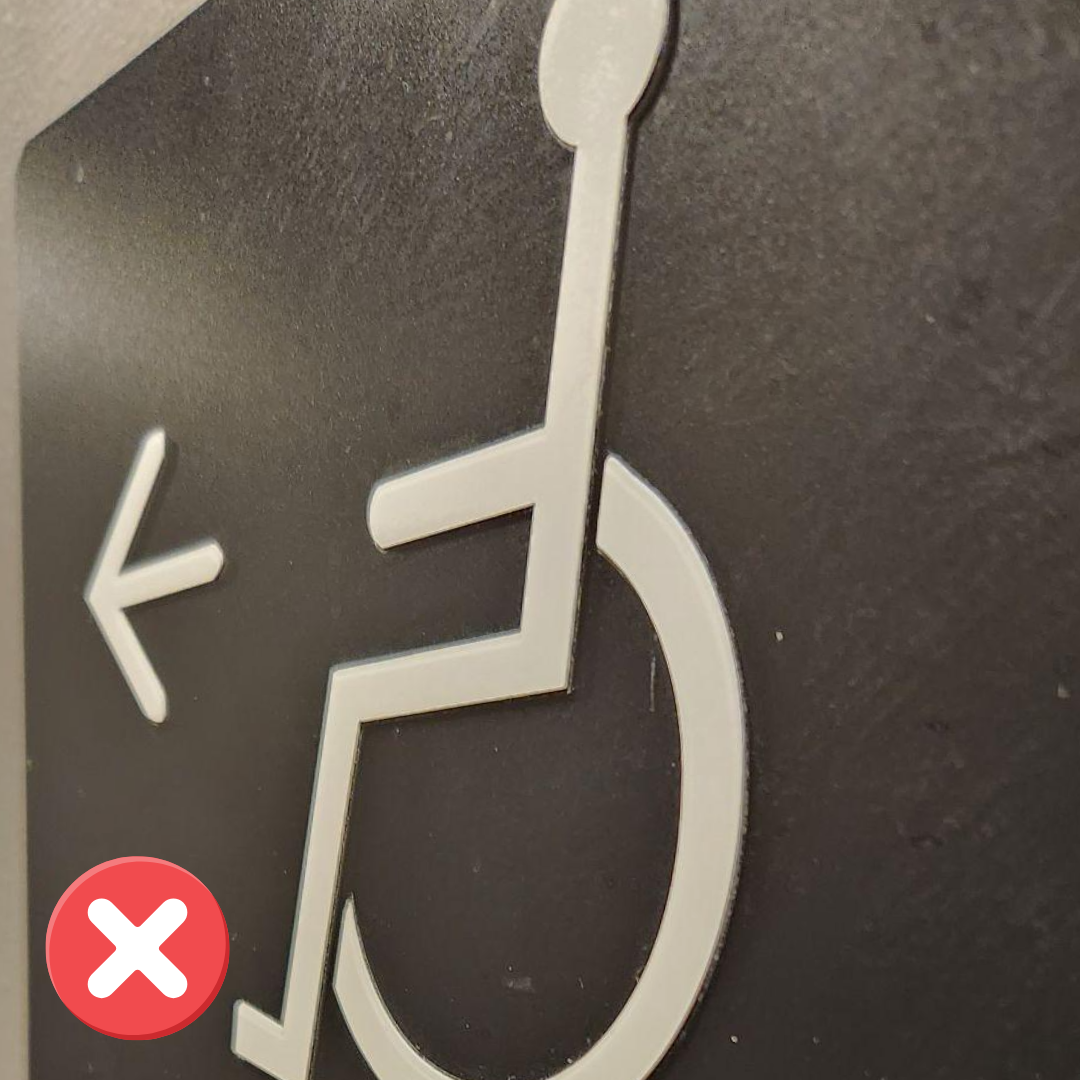 Non-compliant accessible signage layout