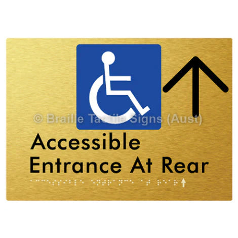 Braille Sign Accessible Entrance at Rear w/ Large Arrow - Braille Tactile Signs (Aust) - BTS203->U-aliG - Fully Custom Signs - Fast Shipping - High Quality - Australian Made &amp; Owned