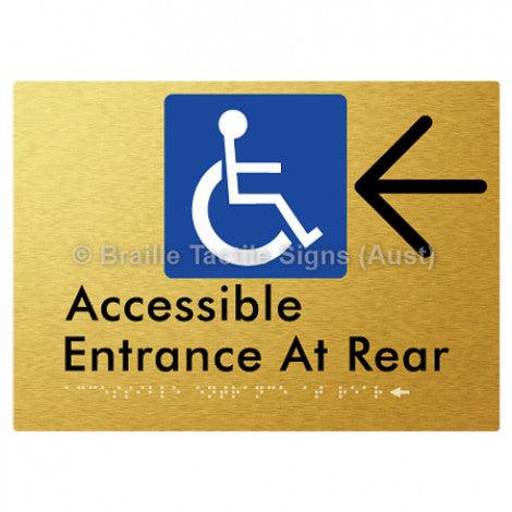 Braille Sign Accessible Entrance at Rear w/ Large Arrow - Braille Tactile Signs (Aust) - BTS203->L-aliG - Fully Custom Signs - Fast Shipping - High Quality - Australian Made &amp; Owned