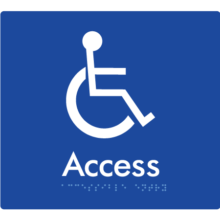 Braille Sign Accessible Entry Access - Braille Tactile Signs Aust. - BTS37-blu - Custom Signs - Fast Shipping - High Quality - Australian Made &amp; Owned