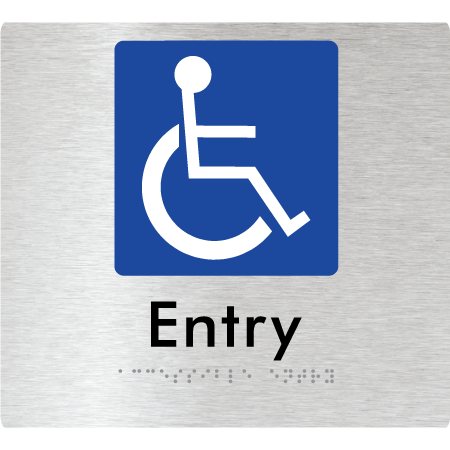 Braille Sign Accessible Entry - Braille Tactile Signs Aust. - BTS287-aliB - Custom Signs - Fast Shipping - High Quality - Australian Made &amp; Owned