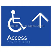 Braille Sign Accessible Entry w/ Large Arrow: - Braille Tactile Signs (Aust) - BTS37->L-blu - Fully Custom Signs - Fast Shipping - High Quality - Australian Made &amp; Owned