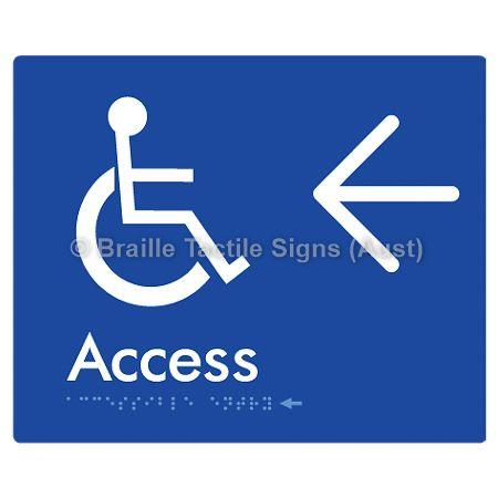 Braille Sign Accessible Entry w/ Large Arrow: - Braille Tactile Signs (Aust) - BTS37->L-blu - Fully Custom Signs - Fast Shipping - High Quality - Australian Made &amp; Owned