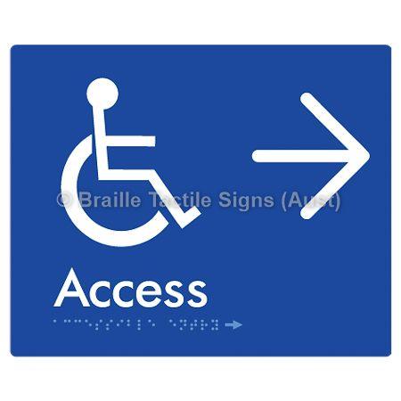 Braille Sign Accessible Entry w/ Large Arrow: - Braille Tactile Signs (Aust) - BTS37->R-blu - Fully Custom Signs - Fast Shipping - High Quality - Australian Made &amp; Owned