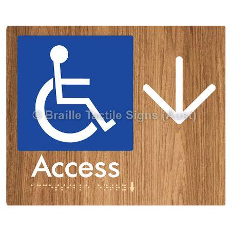 Braille Sign Accessible Entry w/ Large Arrow: - Braille Tactile Signs (Aust) - BTS37->D-wdg - Fully Custom Signs - Fast Shipping - High Quality - Australian Made &amp; Owned