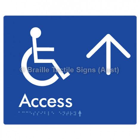 Braille Sign Accessible Entry w/ Large Arrow: - Braille Tactile Signs (Aust) - BTS37->L-blu - Fully Custom Signs - Fast Shipping - High Quality - Australian Made &amp; Owned