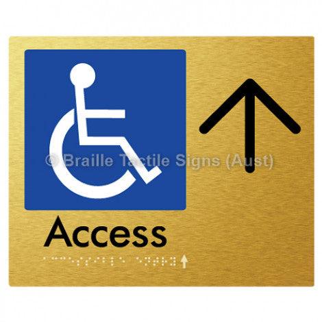 Braille Sign Accessible Entry w/ Large Arrow: - Braille Tactile Signs Aust. - BTS37->L-blu - Custom Signs - Fast Shipping - High Quality - Australian Made &amp; Owned