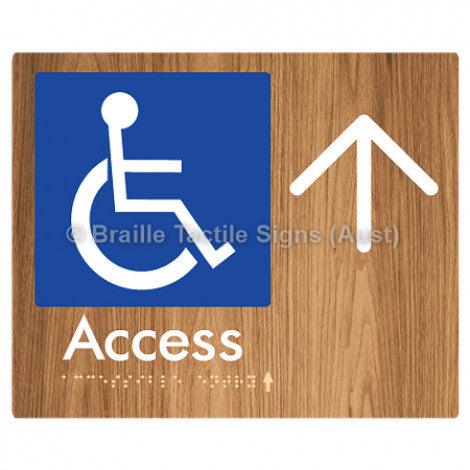 Braille Sign Accessible Entry w/ Large Arrow: - Braille Tactile Signs (Aust) - BTS37->L-blu - Fully Custom Signs - Fast Shipping - High Quality - Australian Made &amp; Owned
