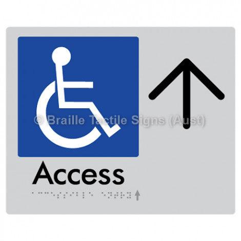 Braille Sign Accessible Entry w/ Large Arrow: - Braille Tactile Signs (Aust) - BTS37->L-blu - Fully Custom Signs - Fast Shipping - High Quality - Australian Made &amp; Owned