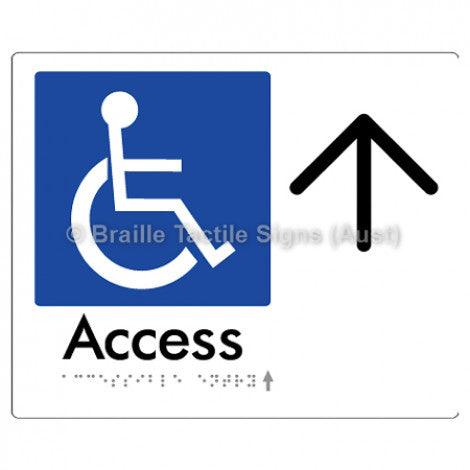 Braille Sign Accessible Entry w/ Large Arrow: - Braille Tactile Signs (Aust) - BTS37->L-blu - Fully Custom Signs - Fast Shipping - High Quality - Australian Made &amp; Owned