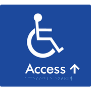 Braille Sign Accessible Entry w/ Small Arrow - Braille Tactile Signs Aust. - BTS37->Us-blu - Custom Signs - Fast Shipping - High Quality - Australian Made &amp; Owned