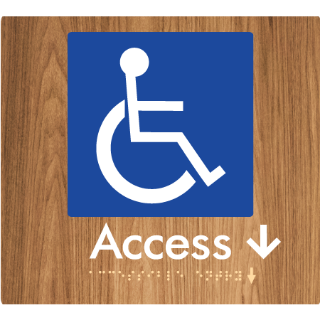 Braille Sign Accessible Entry w/ Small Arrow - Braille Tactile Signs Aust. - BTS37->Ds-wdg - Custom Signs - Fast Shipping - High Quality - Australian Made &amp; Owned