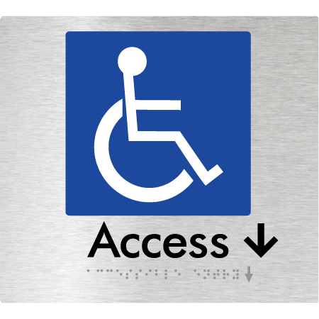 Braille Sign Accessible Entry w/ Small Arrow - Braille Tactile Signs Aust. - BTS37->Ds-aliB - Custom Signs - Fast Shipping - High Quality - Australian Made &amp; Owned