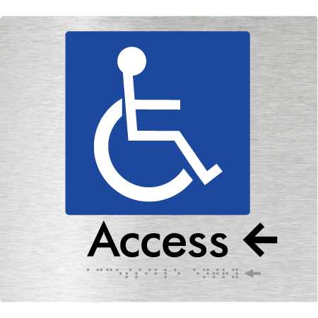 Braille Sign Accessible Entry w/ Small Arrow - Braille Tactile Signs Aust. - BTS37->Ls-aliB - Custom Signs - Fast Shipping - High Quality - Australian Made &amp; Owned