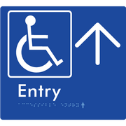 Braille Sign Accessible Entry with Large Arrow - Braille Tactile Signs Aust. - BTS287->U-blu - Custom Signs - Fast Shipping - High Quality - Australian Made &amp; Owned