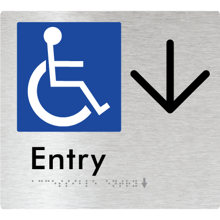 Braille Sign Accessible Entry with Large Arrow - Braille Tactile Signs Aust. - BTS287->D-aliB - Custom Signs - Fast Shipping - High Quality - Australian Made &amp; Owned