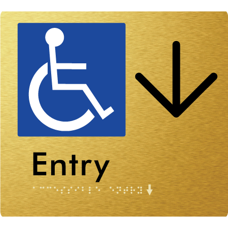 Braille Sign Accessible Entry with Large Arrow - Braille Tactile Signs Aust. - BTS287->D-aliG - Custom Signs - Fast Shipping - High Quality - Australian Made &amp; Owned