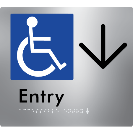 Braille Sign Accessible Entry with Large Arrow - Braille Tactile Signs Aust. - BTS287->D-aliS - Custom Signs - Fast Shipping - High Quality - Australian Made &amp; Owned