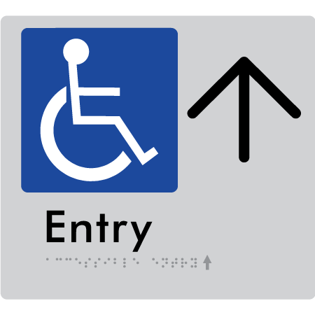 Braille Sign Accessible Entry with Large Arrow - Braille Tactile Signs Aust. - BTS287->U-slv - Custom Signs - Fast Shipping - High Quality - Australian Made &amp; Owned