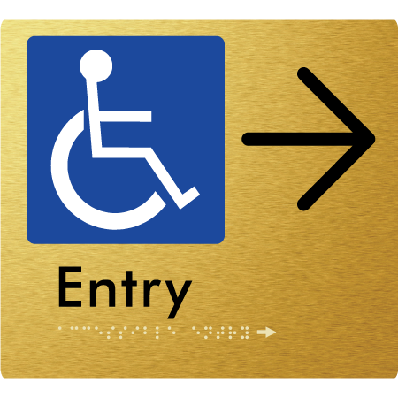 Braille Sign Accessible Entry with Large Arrow - Braille Tactile Signs Aust. - BTS287->R-aliG - Custom Signs - Fast Shipping - High Quality - Australian Made &amp; Owned