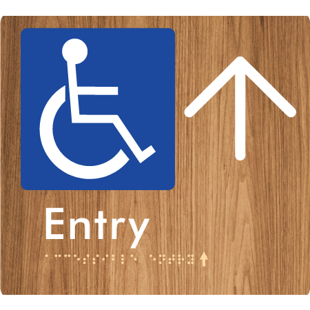 Braille Sign Accessible Entry with Large Arrow - Braille Tactile Signs Aust. - BTS287->U-wdg - Custom Signs - Fast Shipping - High Quality - Australian Made &amp; Owned