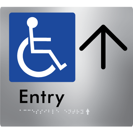 Braille Sign Accessible Entry with Large Arrow - Braille Tactile Signs Aust. - BTS287->U-aliS - Custom Signs - Fast Shipping - High Quality - Australian Made &amp; Owned