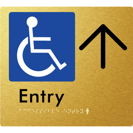 Braille Sign Accessible Entry with Large Arrow - Braille Tactile Signs Aust. - BTS287->U-aliG - Custom Signs - Fast Shipping - High Quality - Australian Made &amp; Owned