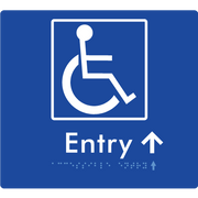 Braille Sign Accessible Entry with Small Arrow - Braille Tactile Signs Aust. - BTS287->Us-blu - Custom Signs - Fast Shipping - High Quality - Australian Made &amp; Owned
