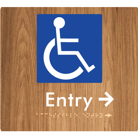 Braille Sign Accessible Entry with Small Arrow - Braille Tactile Signs Aust. - BTS287->Rs-wdg - Custom Signs - Fast Shipping - High Quality - Australian Made &amp; Owned