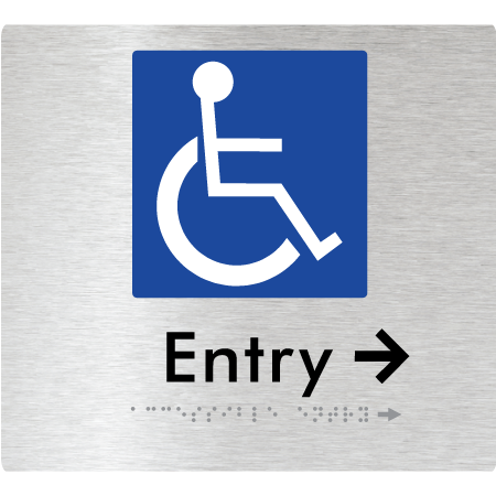 Braille Sign Accessible Entry with Small Arrow - Braille Tactile Signs Aust. - BTS287->Rs-aliB - Custom Signs - Fast Shipping - High Quality - Australian Made &amp; Owned