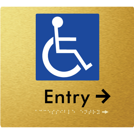 Braille Sign Accessible Entry with Small Arrow - Braille Tactile Signs Aust. - BTS287->Rs-aliG - Custom Signs - Fast Shipping - High Quality - Australian Made &amp; Owned