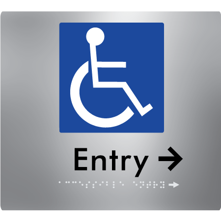 Braille Sign Accessible Entry with Small Arrow - Braille Tactile Signs Aust. - BTS287->Rs-aliS - Custom Signs - Fast Shipping - High Quality - Australian Made &amp; Owned