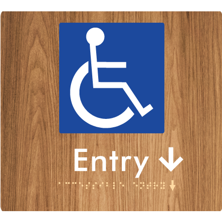 Braille Sign Accessible Entry with Small Arrow - Braille Tactile Signs Aust. - BTS287->Ds-wdg - Custom Signs - Fast Shipping - High Quality - Australian Made &amp; Owned