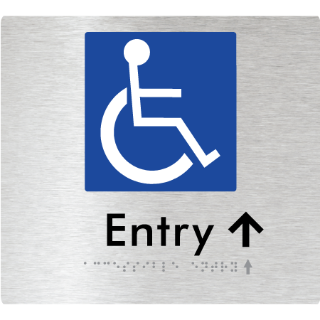 Braille Sign Accessible Entry with Small Arrow - Braille Tactile Signs Aust. - BTS287->Us-aliB - Custom Signs - Fast Shipping - High Quality - Australian Made &amp; Owned