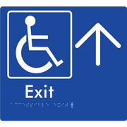 Braille Sign Accessible Exit with Large Arrow - Braille Tactile Signs Aust. - BTS288->U-blu - Custom Signs - Fast Shipping - High Quality - Australian Made &amp; Owned