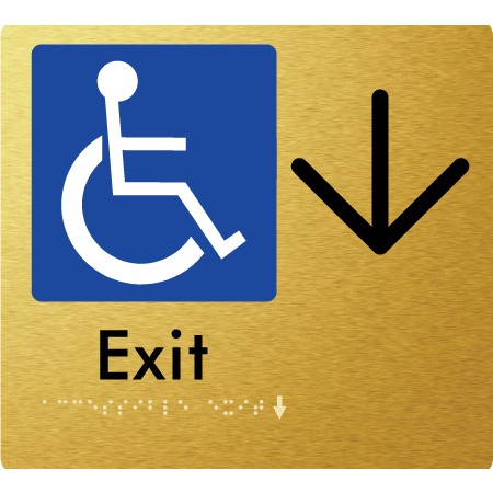 Braille Sign Accessible Exit with Large Arrow - Braille Tactile Signs Aust. - BTS288->D-aliG - Custom Signs - Fast Shipping - High Quality - Australian Made &amp; Owned