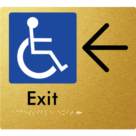 Braille Sign Accessible Exit with Large Arrow - Braille Tactile Signs Aust. - BTS288->L-aliG - Custom Signs - Fast Shipping - High Quality - Australian Made &amp; Owned