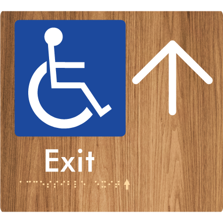 Braille Sign Accessible Exit with Large Arrow - Braille Tactile Signs Aust. - BTS288->U-wdg - Custom Signs - Fast Shipping - High Quality - Australian Made &amp; Owned