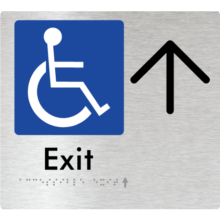 Braille Sign Accessible Exit with Large Arrow - Braille Tactile Signs Aust. - BTS288->U-aliB - Custom Signs - Fast Shipping - High Quality - Australian Made &amp; Owned