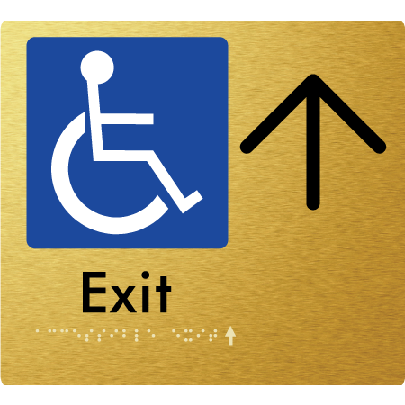 Braille Sign Accessible Exit with Large Arrow - Braille Tactile Signs Aust. - BTS288->U-aliG - Custom Signs - Fast Shipping - High Quality - Australian Made &amp; Owned