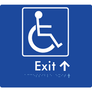 Braille Sign Accessible Exit with Small Arrow - Braille Tactile Signs Aust. - BTS288->Us-blu - Custom Signs - Fast Shipping - High Quality - Australian Made &amp; Owned